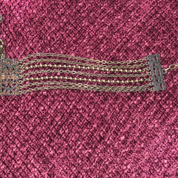 Chain Bronze Belt Featuring Orange Jewels - Picture 9 of 10